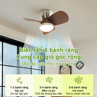 Quạt trần đèn,quạt trần mini 3 cánh cơ 6 mức gió, đèn 3 chế độ sáng trang trí phòng khách
