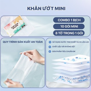 Khăn ướt mini cao cấp Topgia 1 gói 8 tờ không cồn không parabens dành cho em bé