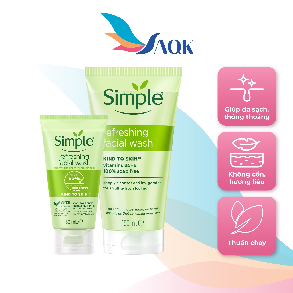Sữa rửa mặt Simple Refreshing Facial Wash (50ml/150ml) - Sữa rửa mặt ...