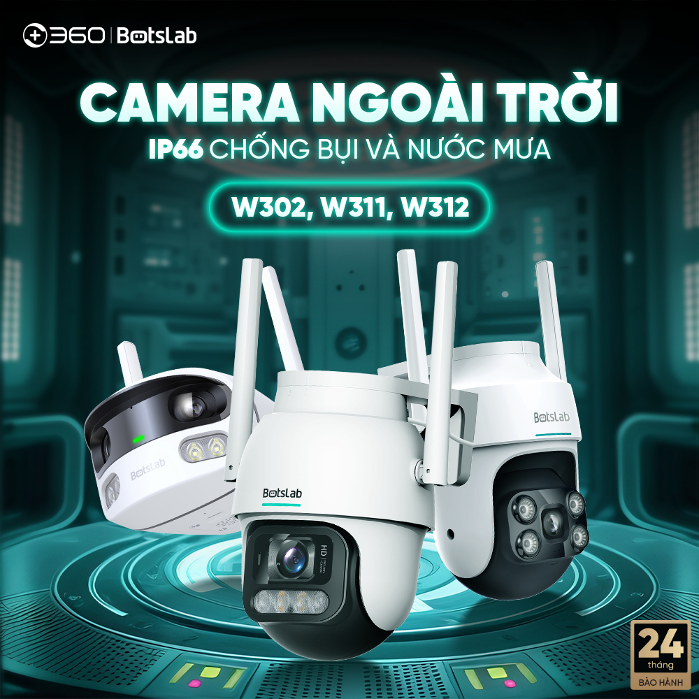 [TẶNG CAMERA C211] Camera Ngoài Trời W302/W311/W312 BOTSLAB IP66 Chống ...