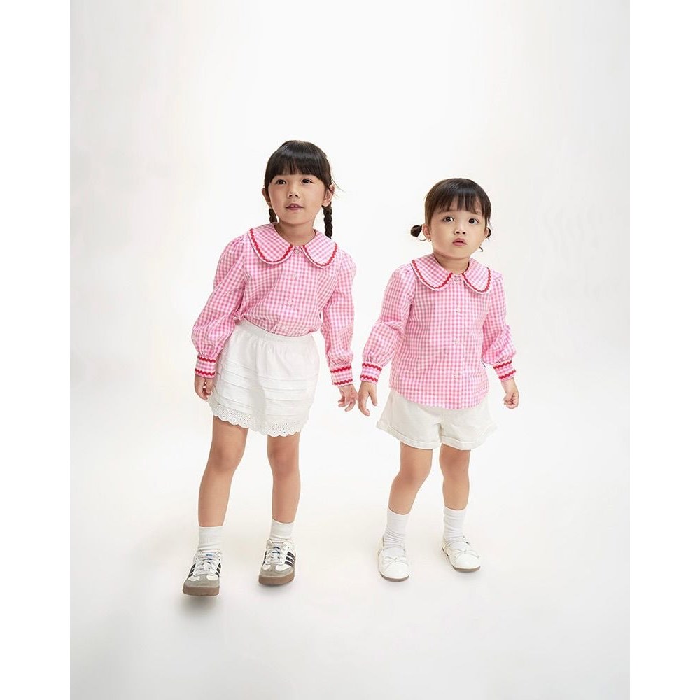 TheBlueTshirtKids - Chân váy ngắn cho bé gái trắng viền ren 2 lớp - BlueKid White Boho Skirt