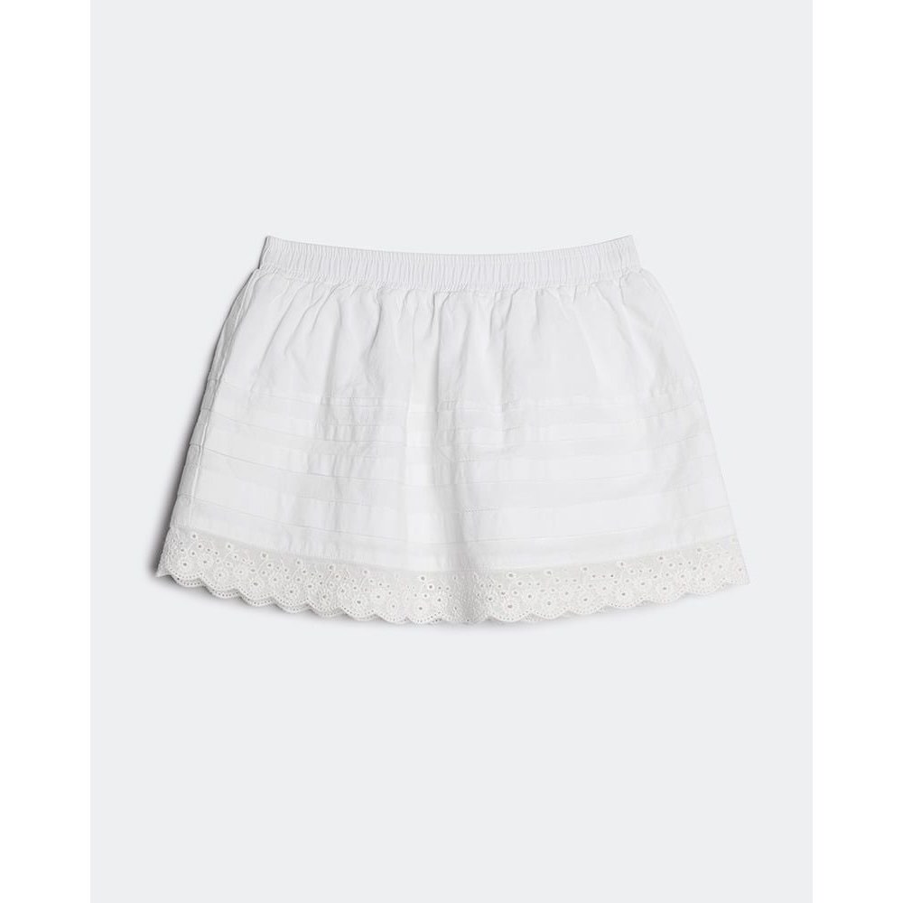 TheBlueTshirtKids - Chân váy ngắn cho bé gái trắng viền ren 2 lớp - BlueKid White Boho Skirt