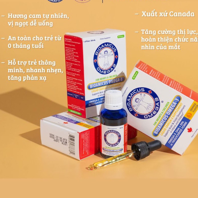 Combo 2 hộp Biomicus Omega 3 DHA 30mL - Vị ngon độc quyền + quà