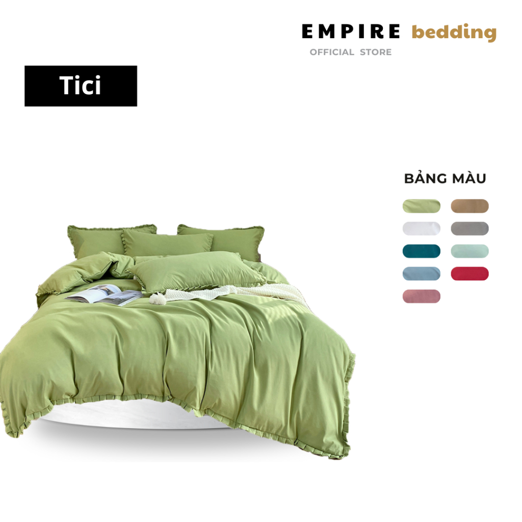 Bộ chăn ga gối nệm đệm 5 món EMPIRE set cotton bèo ga bo chun drap mềm mịn - Empire Bedding & Decor