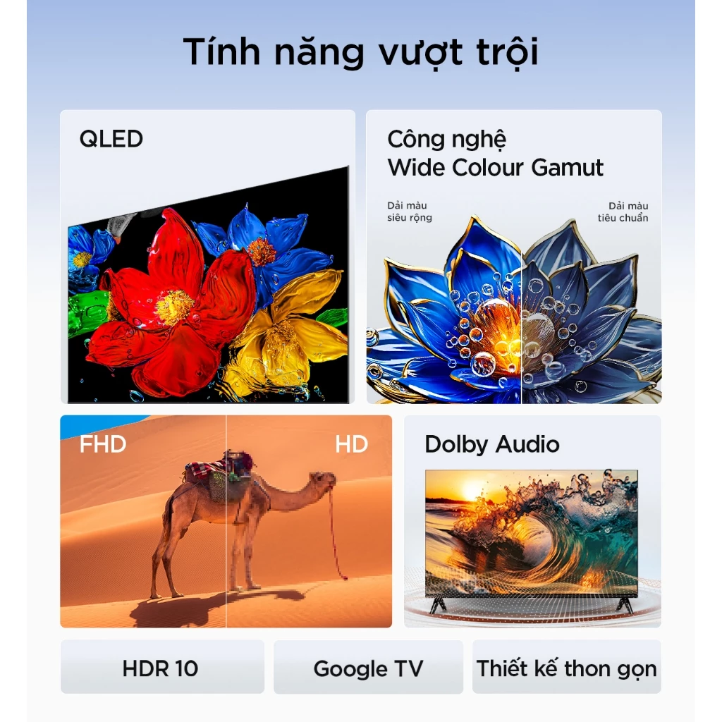【QLED】TCL 43 inch QLED 43V5C, Google TV, Tần số quét 60Hz, Chứng nhận Dolby Atmos, Lắp 0đ HCM HN