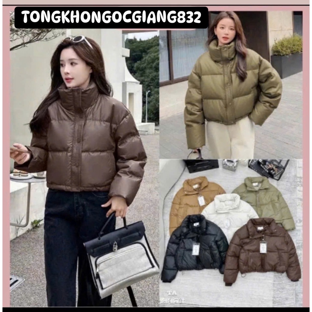 Áo Khoác Phao Da Nữ Dáng Ngắn Croptop Phong Cách Hàn Quốc Basic Xinh Xắn Xịn Xò Hàng QCCC L1 Hottrend TOP XINH Women