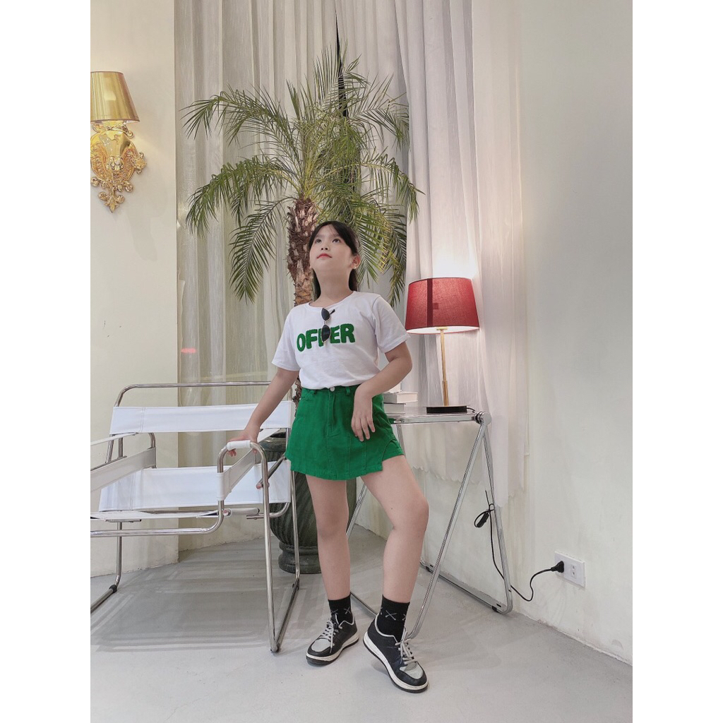 Sét bộ áo chữ offer mix chân váy kaki co dãn sành điệu đủ size mẹ và bé