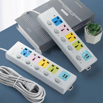Ổ Cắm Điện, Ổ Cắm Usb Đa Năng Cao Cấp Chống Giật Dây Dài 2m, 2 Cổng Cắm Usb, 4 Giắc Cắm Điện