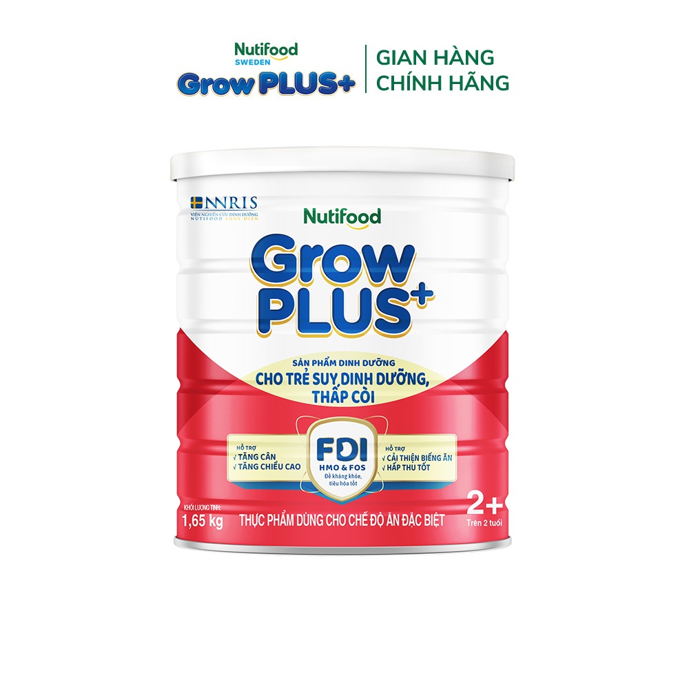 [Livestream Lucie] Sữa bột Nutifood GrowPLUS+ Suy Dinh Dưỡng (Đỏ) 2+ - Tăng Cân, Tăng Chiều Cao (Lon 1,65 Kg)