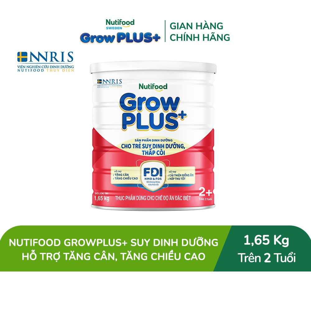 [Livestream Lucie] Sữa bột Nutifood GrowPLUS+ Suy Dinh Dưỡng (Đỏ) 2+ - Tăng Cân, Tăng Chiều Cao (Lon 1,65 Kg)