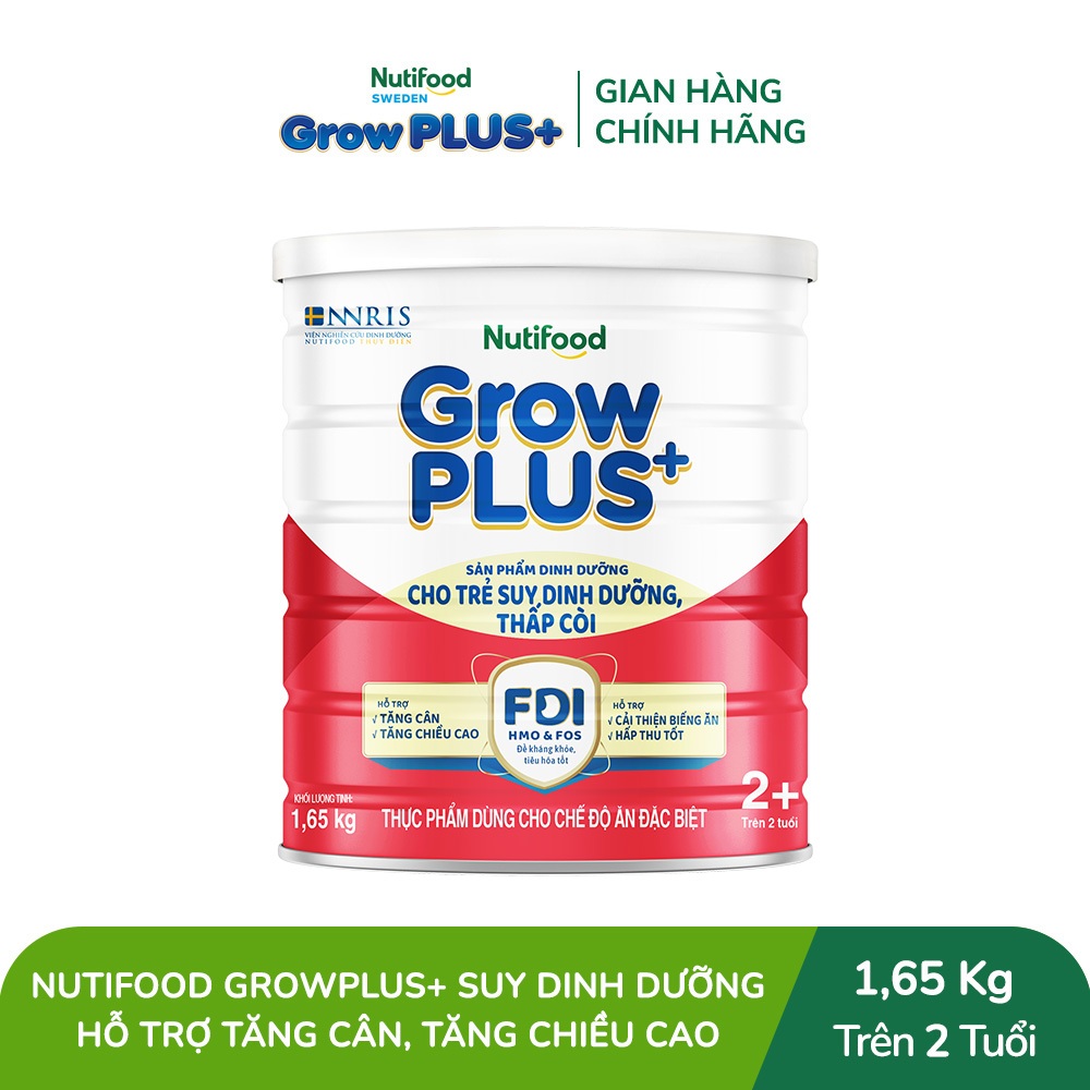 [Livestream Lucie] Sữa bột Nutifood GrowPLUS+ Suy Dinh Dưỡng (Đỏ) 2+ - Tăng Cân, Tăng Chiều Cao (Lon 1,65 Kg)