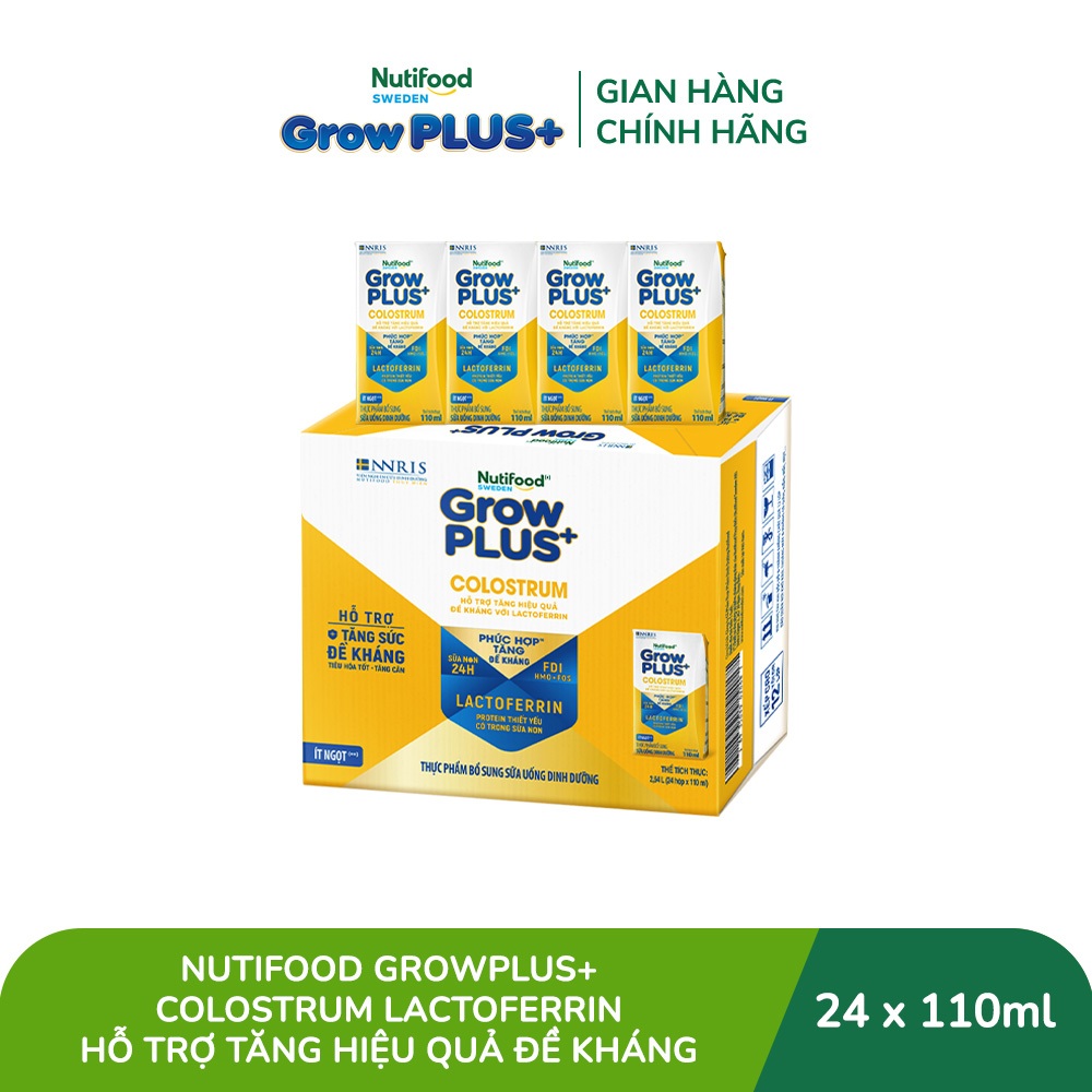 [Livestream Lucie] Thùng 24 hộp Sữa bột pha sẵn Nutifood Sweden GrowPLUS+ Colostrum Lactoferrin 110ml