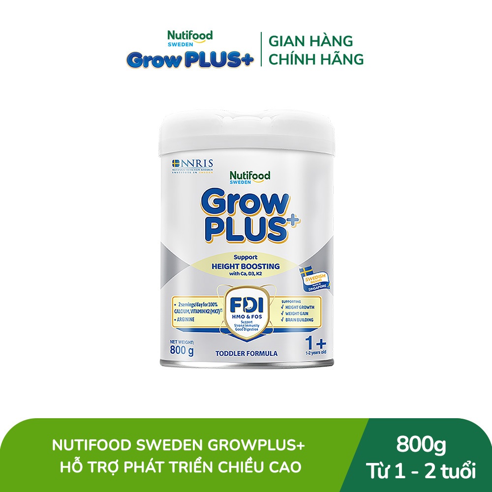 [Livestream Hannah Olala] Sữa Bột Nutifood Sweden GrowPLUS+ Cao lớn vượt trội từ 1 - 2 tuổi (Bạc) 800g