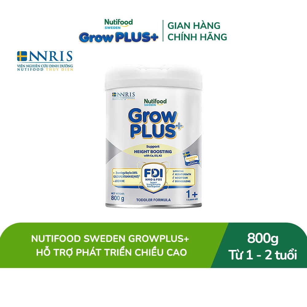 [Livestream Hannah Olala] Sữa Bột Nutifood Sweden GrowPLUS+ Cao lớn vượt trội từ 1 - 2 tuổi (Bạc) 800g