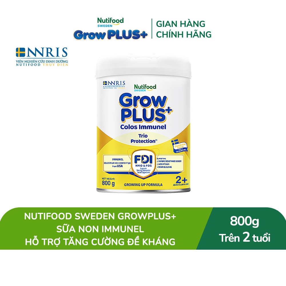 [Livestream Lucie] Sữa Bột Nutifood Sweden GrowPLUS+ Sữa Non Immunel trên 2 tuổi lon 800 g (Bao bì tuỳ lô hàng)