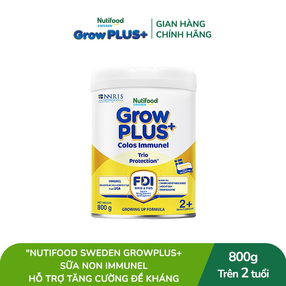 [Livestream Lucie] Sữa Bột Nutifood Sweden GrowPLUS+ Sữa Non Immunel trên 2 tuổi lon 800 g (Bao bì tuỳ lô hàng)
