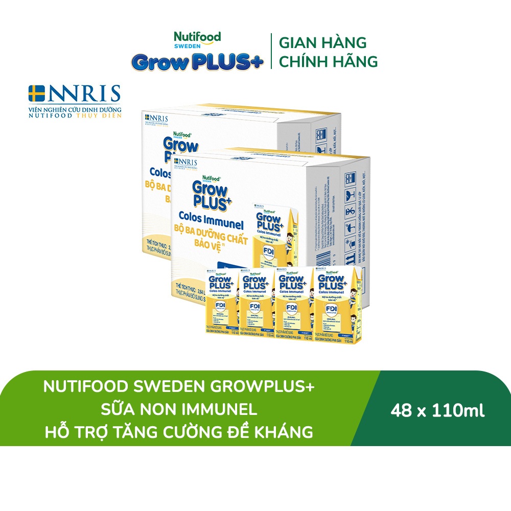 [Livestream Lucie] Combo 2 Thùng 24 hộp SBPS Nutifood Sweden GrowPLUS+ Sữa Non Immunel hộp 110 ml (Bao bì tuỳ lô hàng)