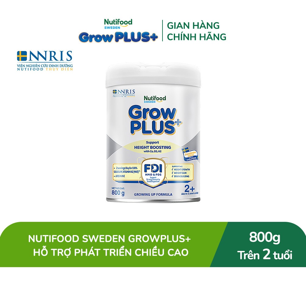 [Livestream BeyondK] Sữa Bột Nutifood Sweden GrowPLUS+ Cao lớn vượt trội trên 2 tuổi (Bạc) 800g