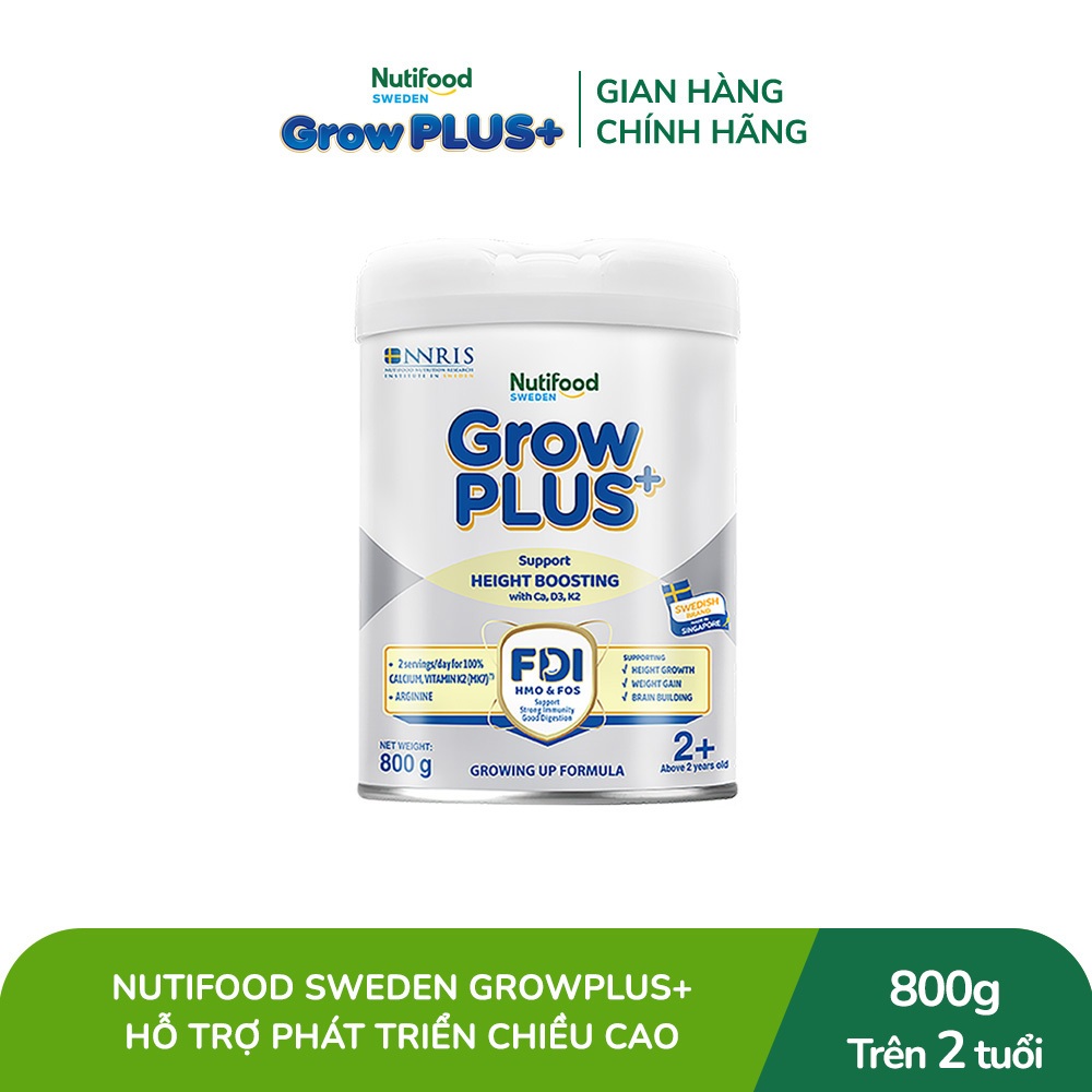 [Livestream BeyondK] Sữa Bột Nutifood Sweden GrowPLUS+ Cao lớn vượt trội trên 2 tuổi (Bạc) 800g