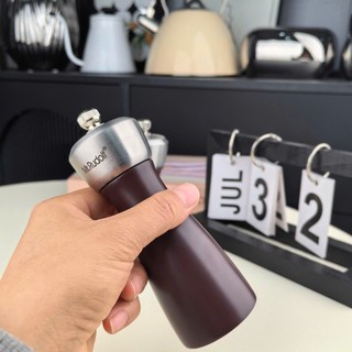 Set 2 lọ đựng gia vị [KC06], bình gia vị gỗ sồi già và thép không gỉ đựng  muối và hạt tiêu