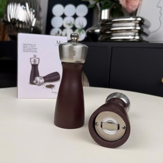 Set 2 lọ đựng gia vị [KC06], bình gia vị gỗ sồi già và thép không gỉ đựng  muối và hạt tiêu