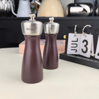 Set 2 lọ đựng gia vị [KC06], bình gia vị gỗ sồi già và thép không gỉ đựng  muối và hạt tiêu
