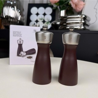 Set 2 lọ đựng gia vị [KC06], bình gia vị gỗ sồi già và thép không gỉ đựng  muối và hạt tiêu