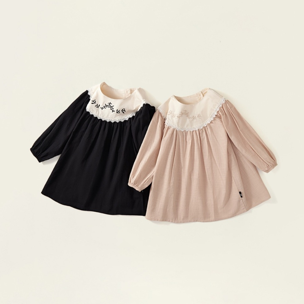 Váy Cho Bé Gái HANIA KIDS Baby Suông Cổ Tròn Thêu Họa Tiết Dễ Thương Cho Bé Gái Chất Liệu Cotton