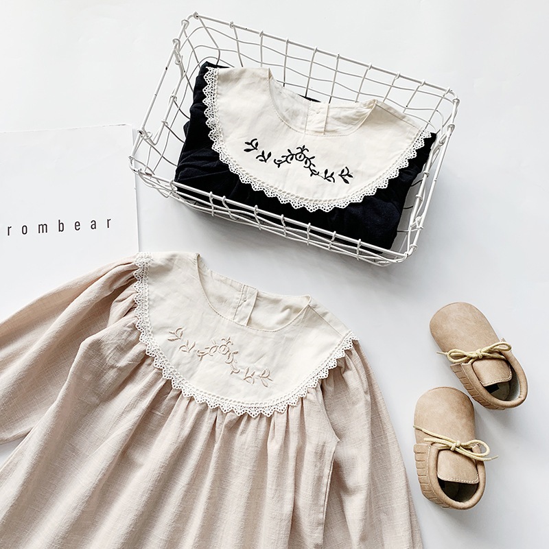 Váy Cho Bé Gái HANIA KIDS Baby Suông Cổ Tròn Thêu Họa Tiết Dễ Thương Cho Bé Gái Chất Liệu Cotton