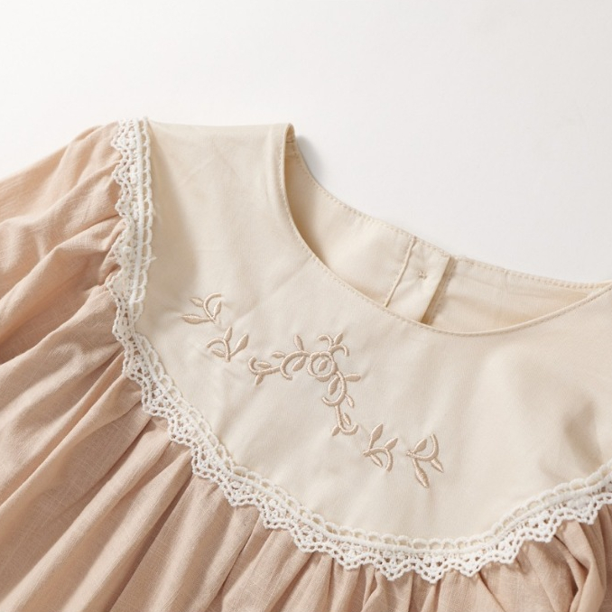 Váy Cho Bé Gái HANIA KIDS Baby Suông Cổ Tròn Thêu Họa Tiết Dễ Thương Cho Bé Gái Chất Liệu Cotton