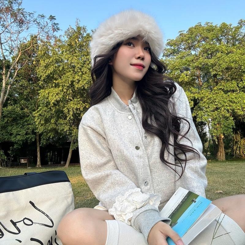 AÓ Khoác Bomber Dạ Ép Dáng Ngắn Croptop Nữ ,Chất Liệu Dạ Ép Hàn Quốc Loại 1 Phù Hợp Mặc  Thu Đông Tết 2025