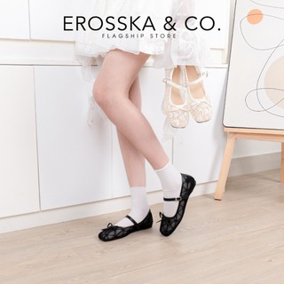 [Erosska] - [FORM 1.5] - Giày búp bê nữ balletcore lưới phối nơ màu trắng - EL085