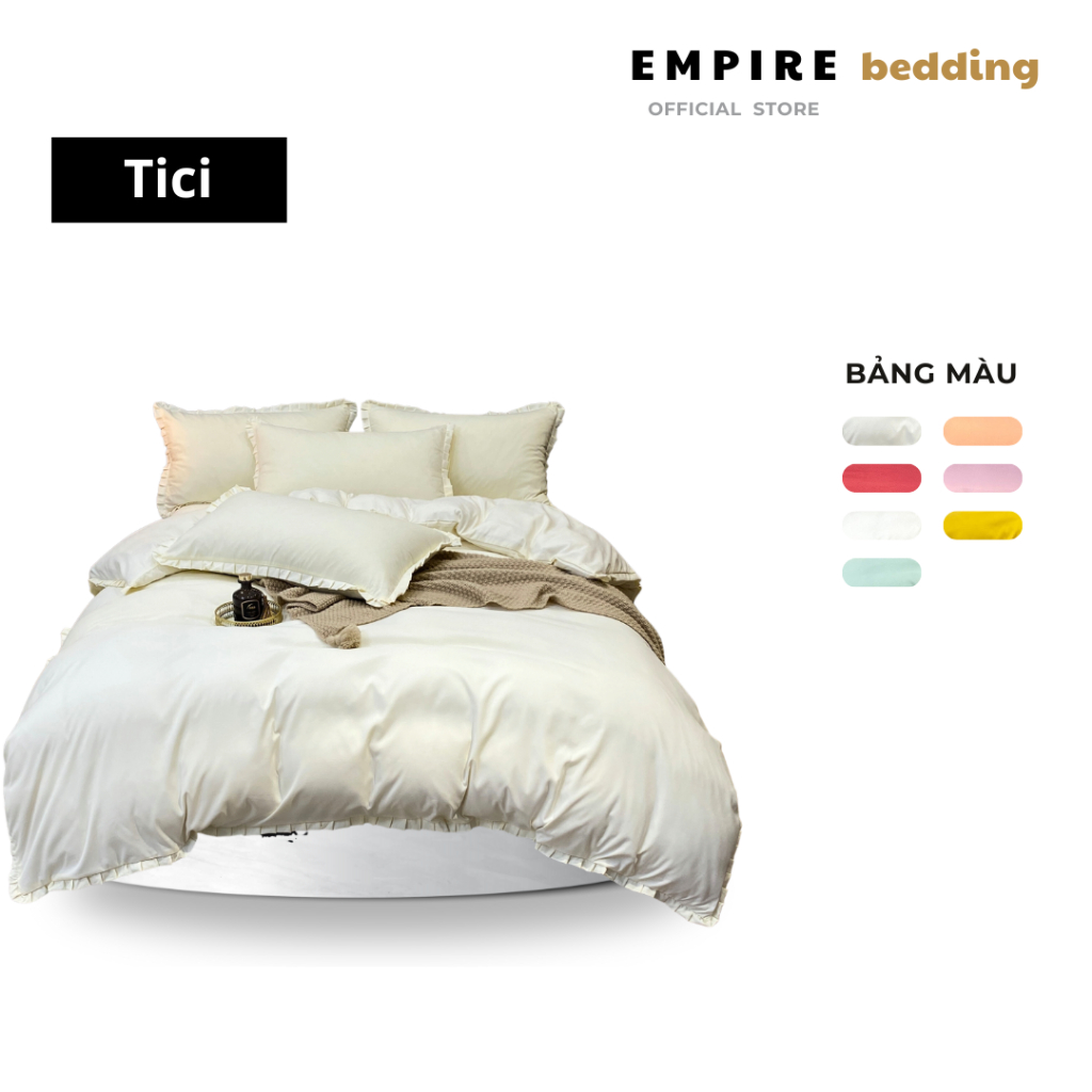 Bộ chăn ga gối nệm đệm 5 món EMPIRE set cotton bèo ga bo chun drap mềm mịn - Empire Bedding & Decor