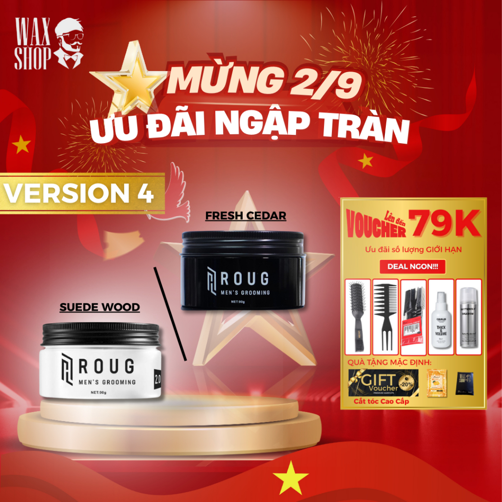 Sáp vuốt tóc nam Roug Đen 90gr , Roug Trắng 90gr giữ nếp tóc, hút dầu ...