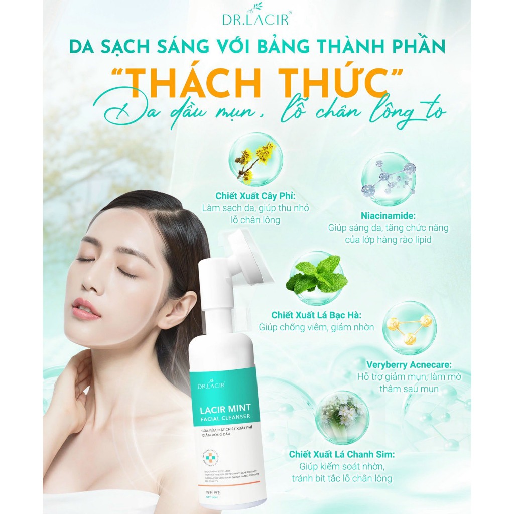 Sữa Rửa Mặt Dr.lacir Kiềm Dầu Làm Sạch Sâu Cho Da Và Giảm Bóng Nhờn