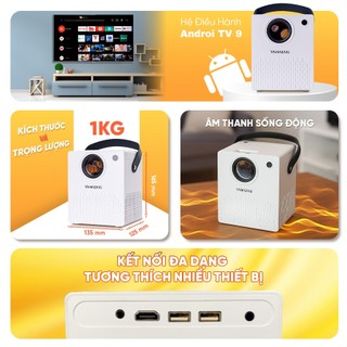 Máy Chiếu mini Yamazaki A9 PRO, T9 PRO HD 4K Android TV 9.0 Độ Sáng 380 - 420 ANSI Bluetooth 5.3