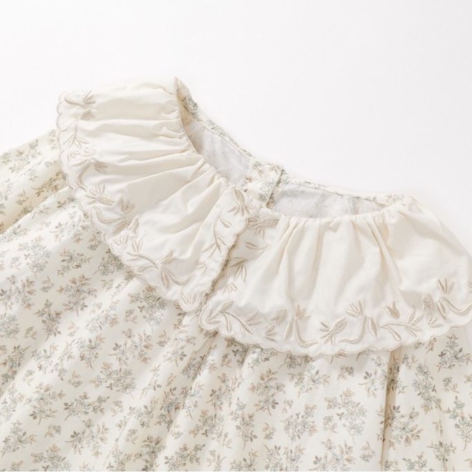 Váy Cho Bé Gái, Váy Hoa Nhí Tiểu Thư Hania Kids Cổ Tròn Tay Bo Chun Dễ Thương Vải Cotton Cao Cấp