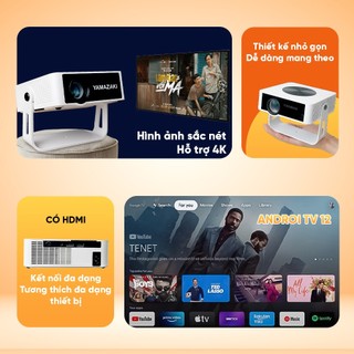 Máy chiếu mini di động YAMAZAKI A9 PRO - T9 ULTRA  Bluetooth 5.0 Độ Sáng 450 ANSI Android 12 FULL HD 4K