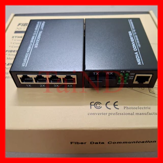 Conveter quang bộ chuyển đổi quang điện 100-1000Mbps kèm Switch chia mạng sợi đơn khoảng cách 3-20Km vỏ kim loại