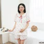 Bộ Đồ Bầu Cổ Sen Larosa Mặc Nhà Và Sau Sinh Họa Tiết Dễ Thương Chất Đũi Mềm Mại - LA027B