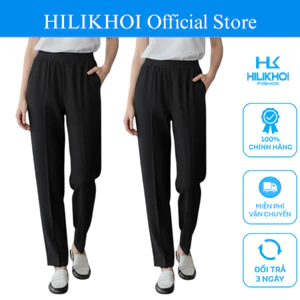 COMBO 2 Quần dài mặc nhà HILIKHOI, vải đũi lụa không nhăn, không xù, không phai màu, mềm, mát