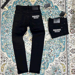 Quần Bò Dài Đen Học Sinh Dsq2 đen trơn in chữ Dsquared trắng ngang đùi dáng slimfit đơn giản đi học boy phố
