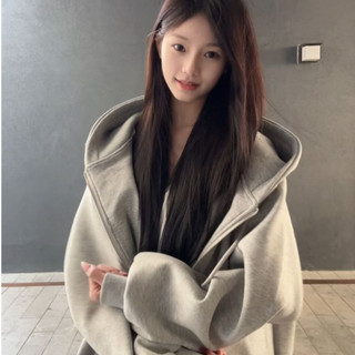 áo khoác hoodie zip nữ form rộng xám tiêu áo mùa đông hàn quốc local brand eleclassm áo dài tay nỉ girl phố