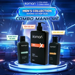 Combo Mạnh Mẽ IROMAN Tắm Gội 2in1 400G+Sữa Rữa Mặt Chiết Xuất Nghệ 120G+Tinh Chất Thảo Dược Vệ Sinh 120G Dành Cho Nam