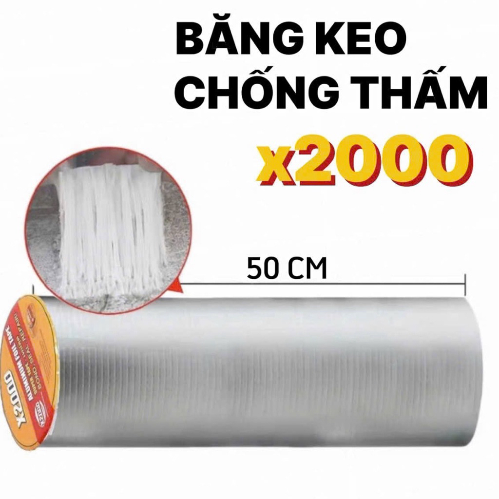 Băng Keo Chống Thấm Siêu Dính X2000 Khổ Lớn 50CM Băng keo Chống Thấm Dột, Dán Mái Tôn, Tường, Ống Nước Hiệu Quả