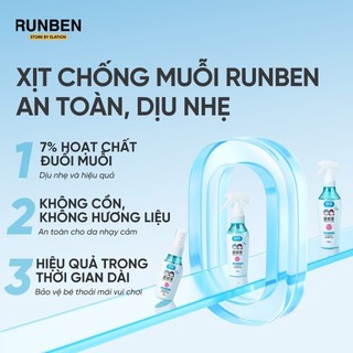 Xịt Muỗi Cho Bé RUNBEN Chai Xịt Chống Muỗi Và Côn Trùng An Toàn Dưỡng Ẩm Cho Trẻ Sơ Sinh Không Cồn