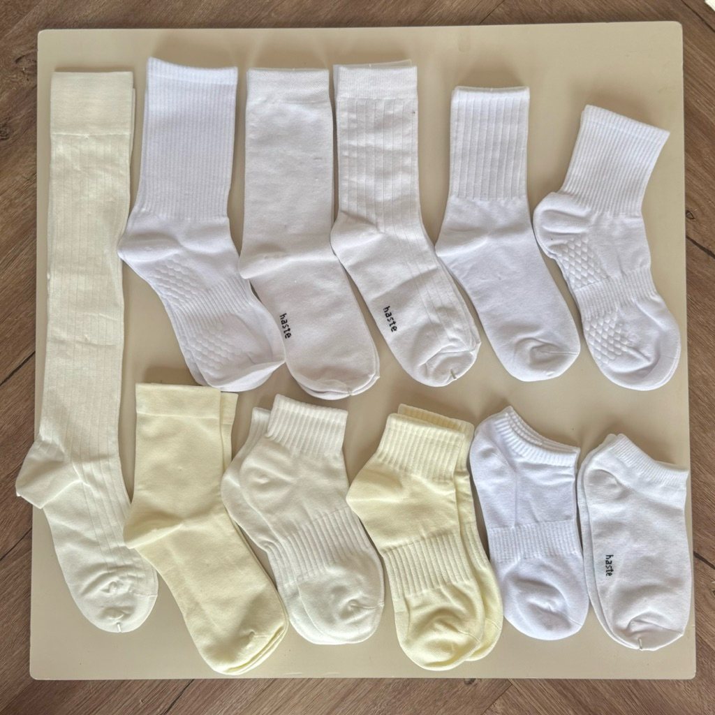 Tất Vớ Nam Nữ Haste Tổng Hợp Basic Trơn Trắng Đơn Giản Phong Cách Nhật Hàn Chất Cotton Mềm Mại Êm Chân