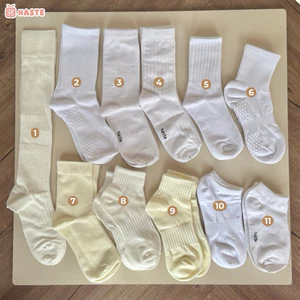 Tất Vớ Nam Nữ Haste Tổng Hợp Basic Trơn Trắng Đơn Giản Phong Cách Nhật Hàn Chất Cotton Mềm Mại Êm Chân
