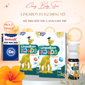 Combo 2 hộp Lineabon D3 K2 Dạng Xịt Tiện Lợi - Hỗ Trợ Hấp Thu Canxi Cho Trẻ 10ml