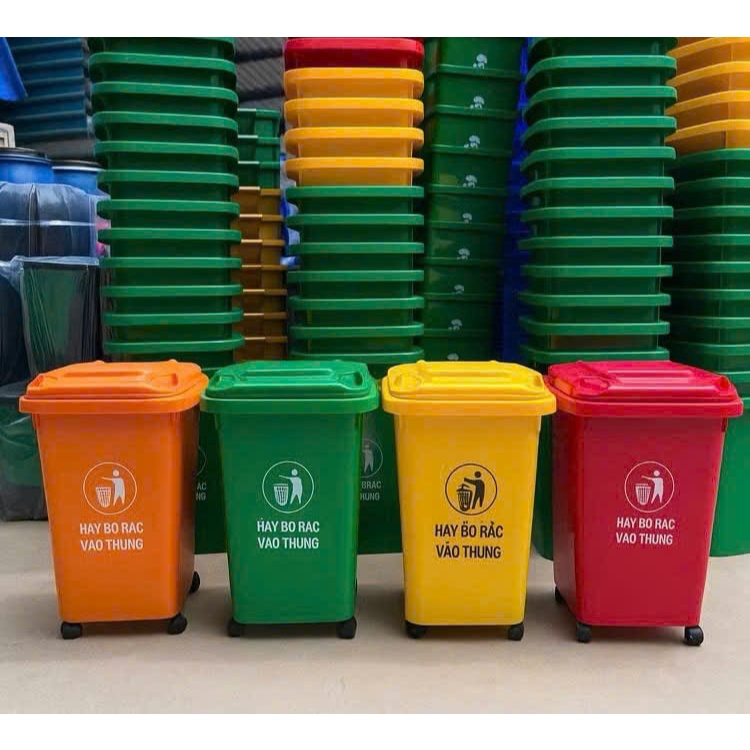 Thùng rác công nghiệp đựng rác đầy đủ dung tích 60L,100L,120L có bánh ...